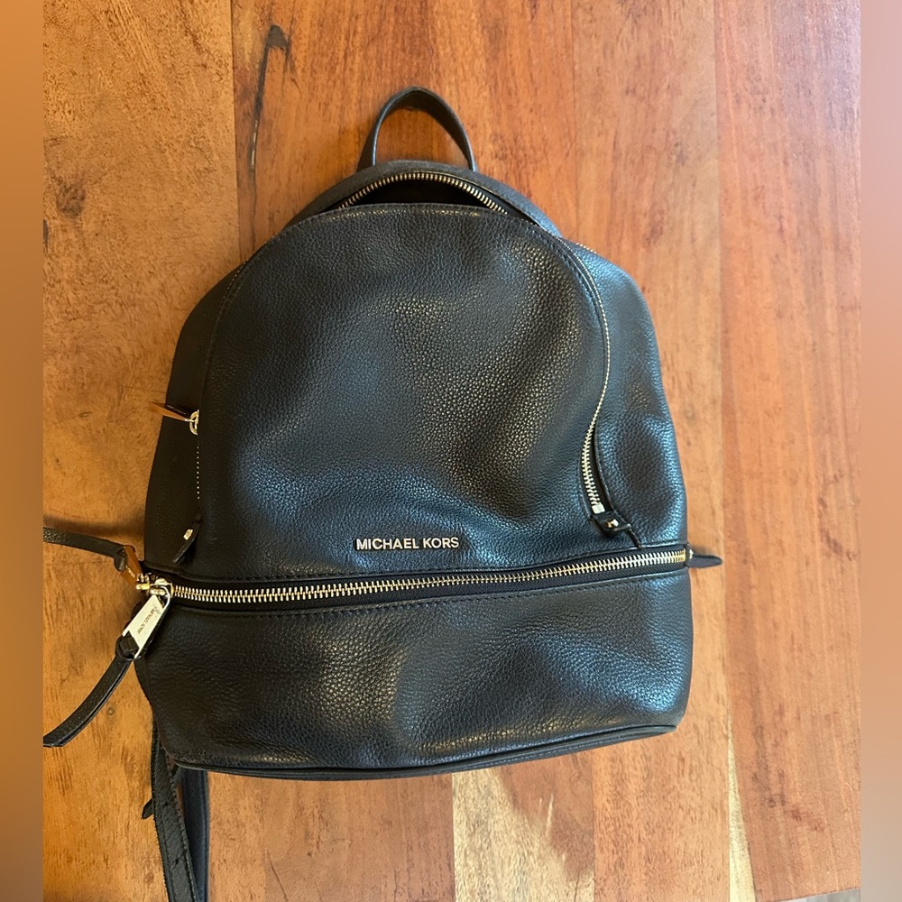 Michael Kors Black Pebbled Leather Backpack